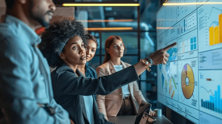 Business team succeeding with tech-driven strategies