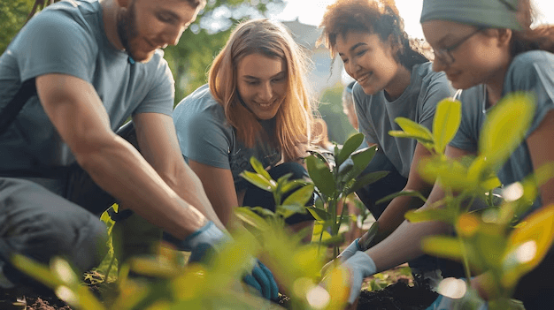 World Environment Day Business team participating in tree-planting activity