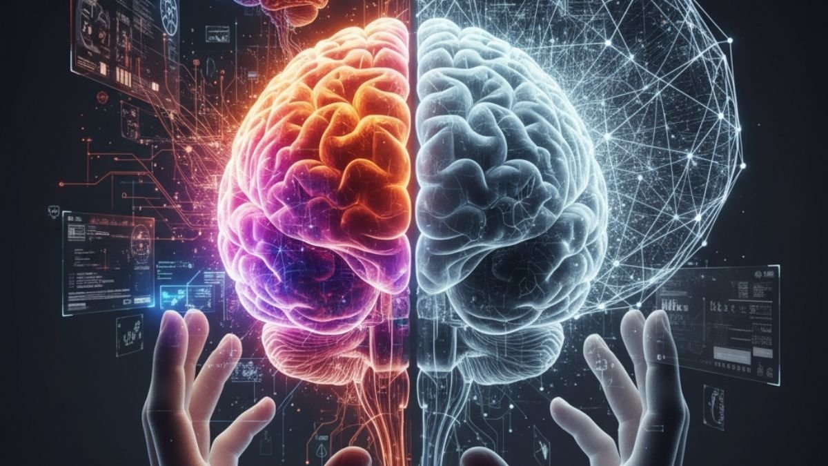 Ilustração mostrando como usar a IA como uma ferramenta para aprimorar o pensamento crítico e a análise, a estratégia correta para se tornar um especialista.