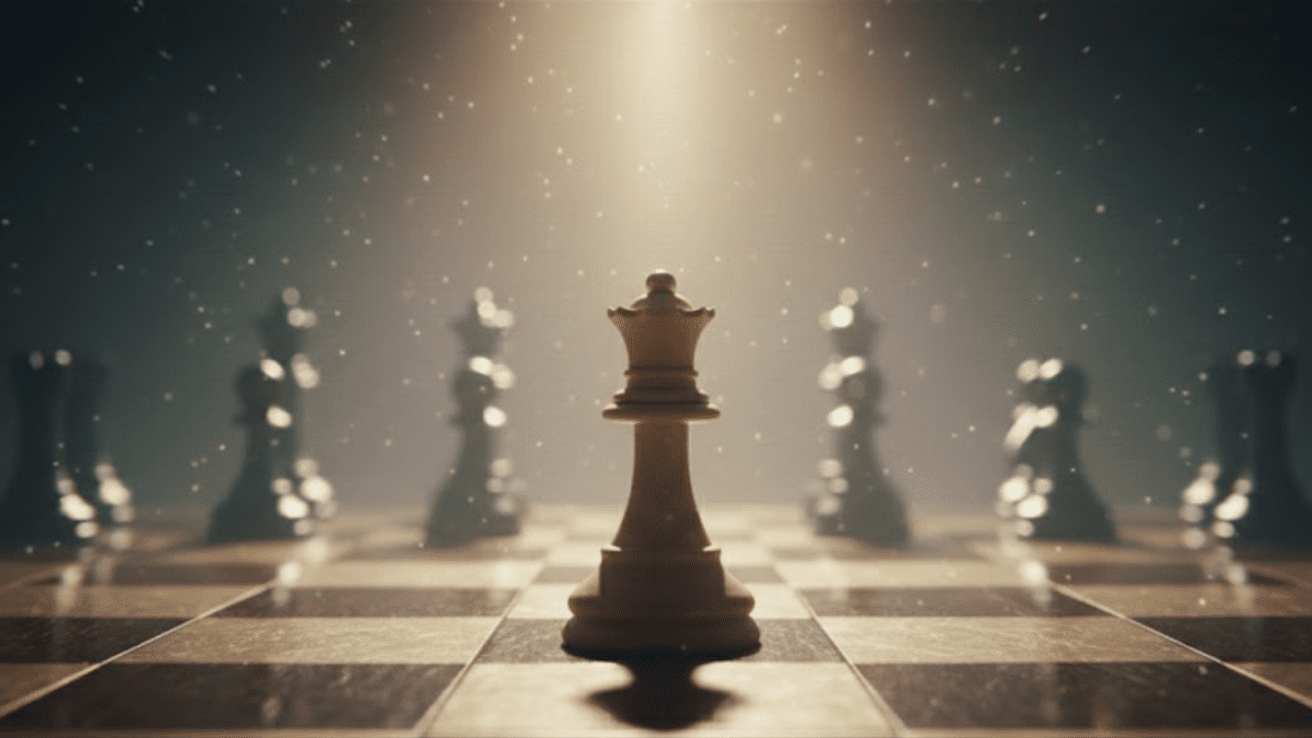 Peça de xadrez em posição estratégica, simbolizando como quem se prepara, se antecipa aos movimentos do mercado e da vida.
