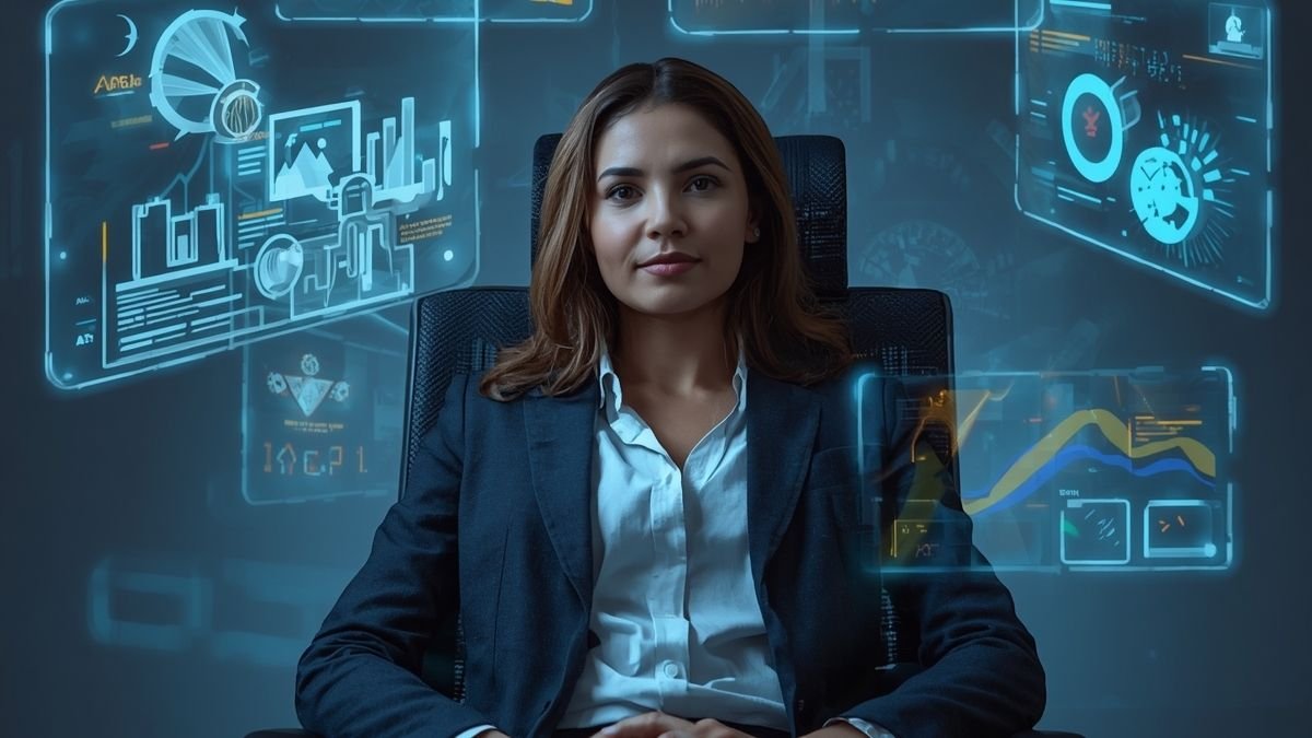 Profissional usando o "Modo Deus" da IA com ferramentas secretas para dobrar a produtividade e automatizar tarefas.